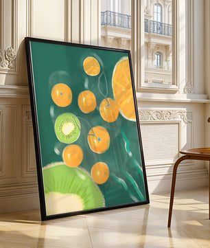Ilustración de patrón de frutas vibrantes de kiwi y naranja