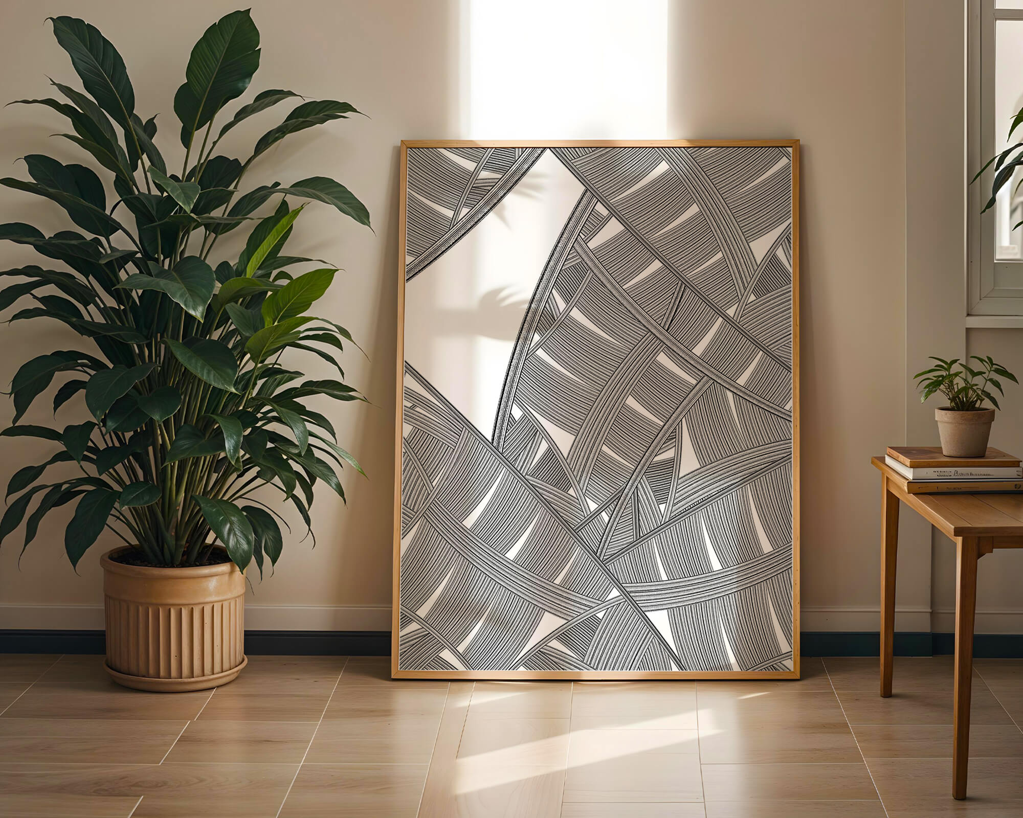 Detailed Abstract Geometric Pattern with Interwoven Stripes - Mi tienda