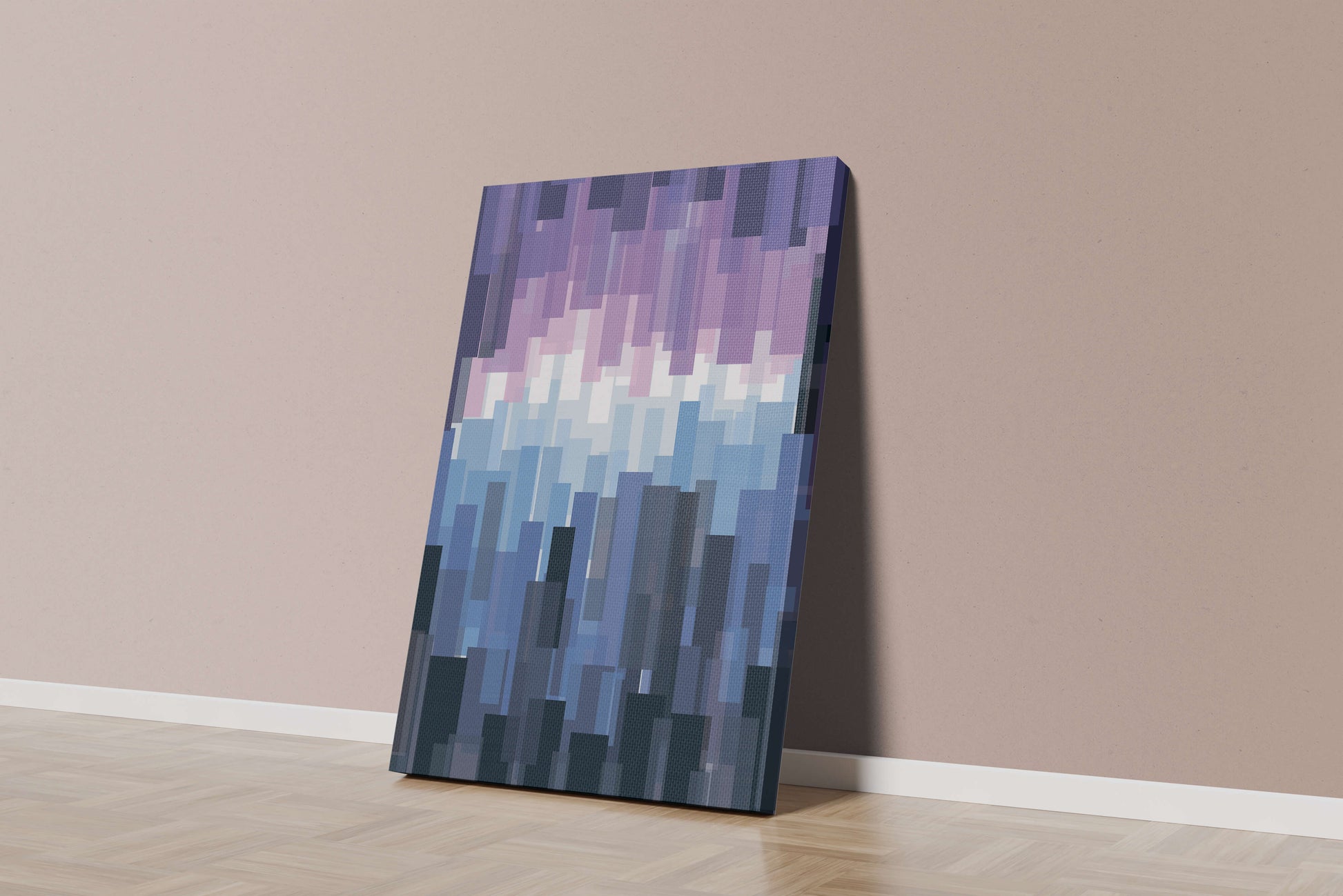 Abstrakter pixeliger Farbverlauf mit Blau- und Lilatönen