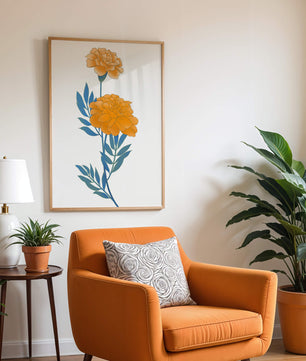 Elegante Illustration lebendiger Ringelblumen auf grünem Hintergrund