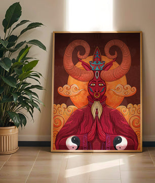 Mythical creature artwork with intricate patterns and symbolism