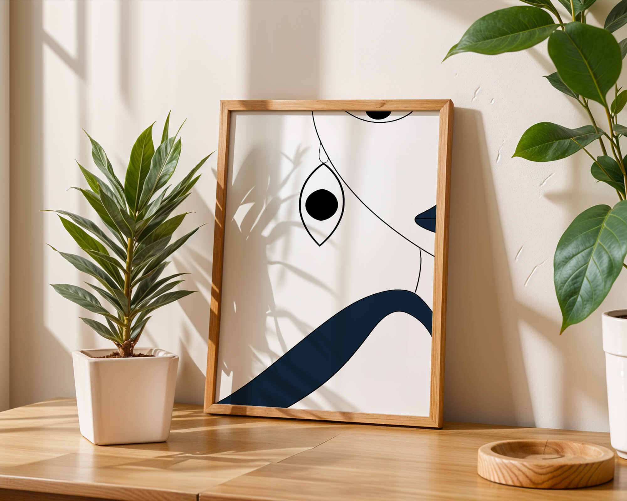 Abstract Minimalist Art with Geometric Shapes and Earring Detail - Mi tienda