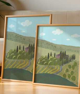 Paysage charmant de campagne toscane avec collines ondulées et cyprès