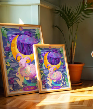 Colorful Capricorn zodiac illustration with fantasy elements