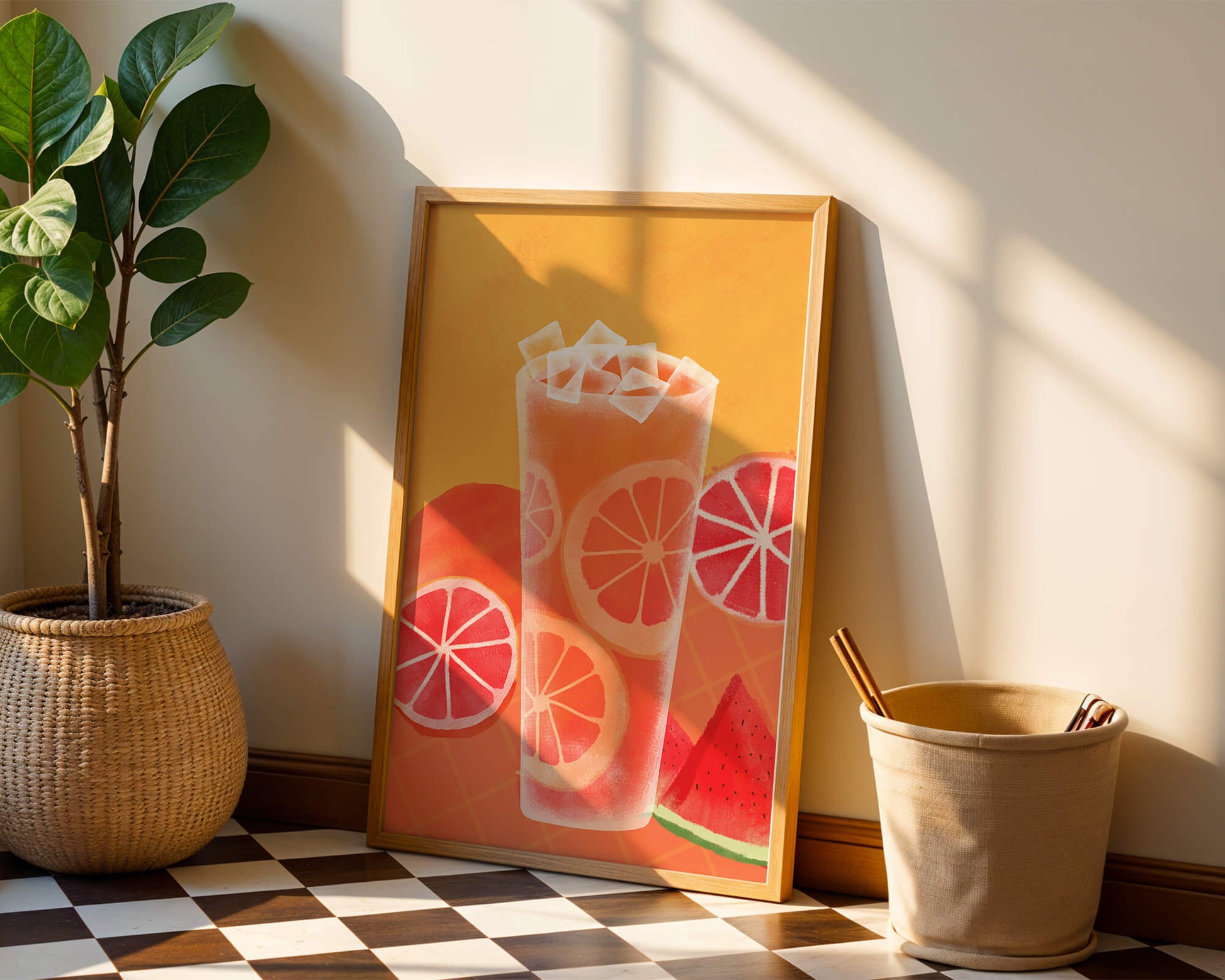 Refrescante cóctel de frutas de verano con cítricos y sandía.