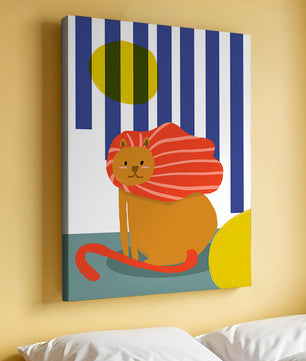 Colorful abstract lion illustration with vibrant stripes