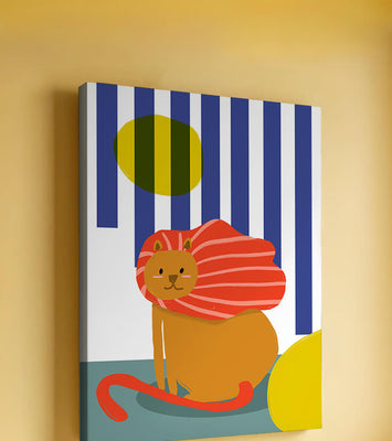 Colorful abstract lion illustration with vibrant stripes
