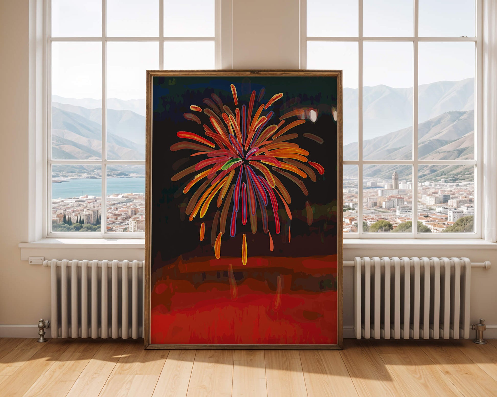 Feu d'artifice vibrant avec des éclats colorés