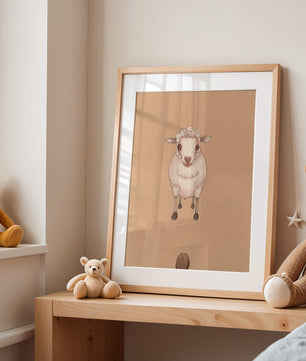 Illustration of an adorable sheep on a textured background