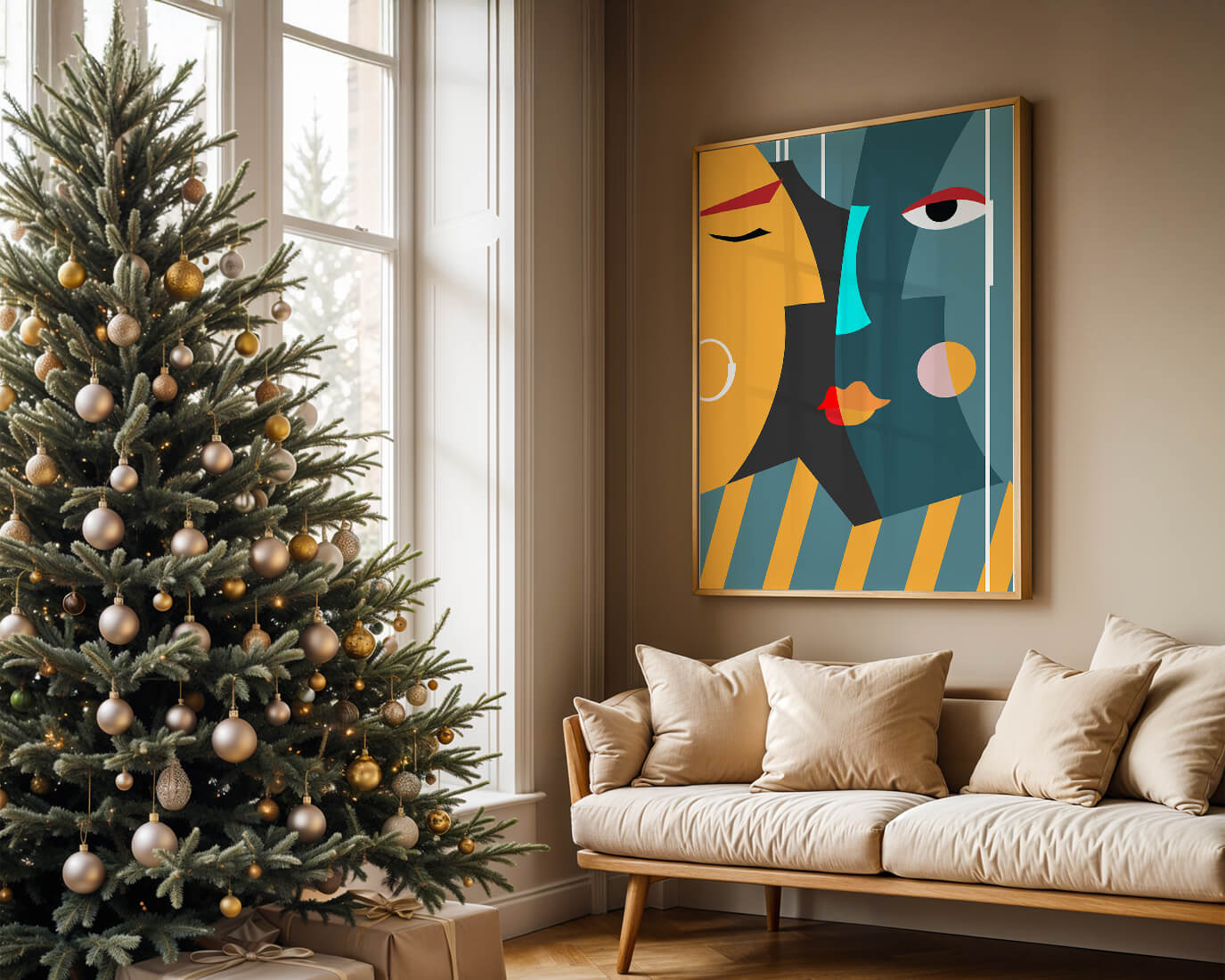 Arte geométrico abstracto con colores y formas audaces