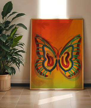 Vibrant butterfly depiction with colorful abstract background