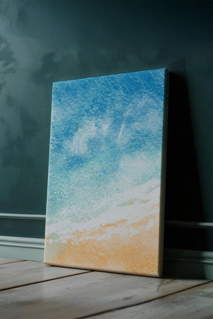 Abstract Ocean Waves with Blue and Sand Tones