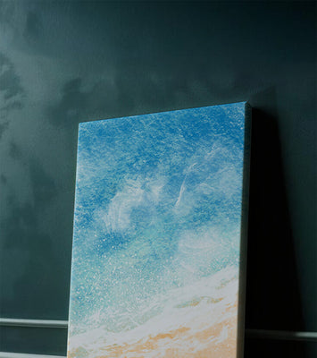 Abstract Ocean Waves with Blue and Sand Tones