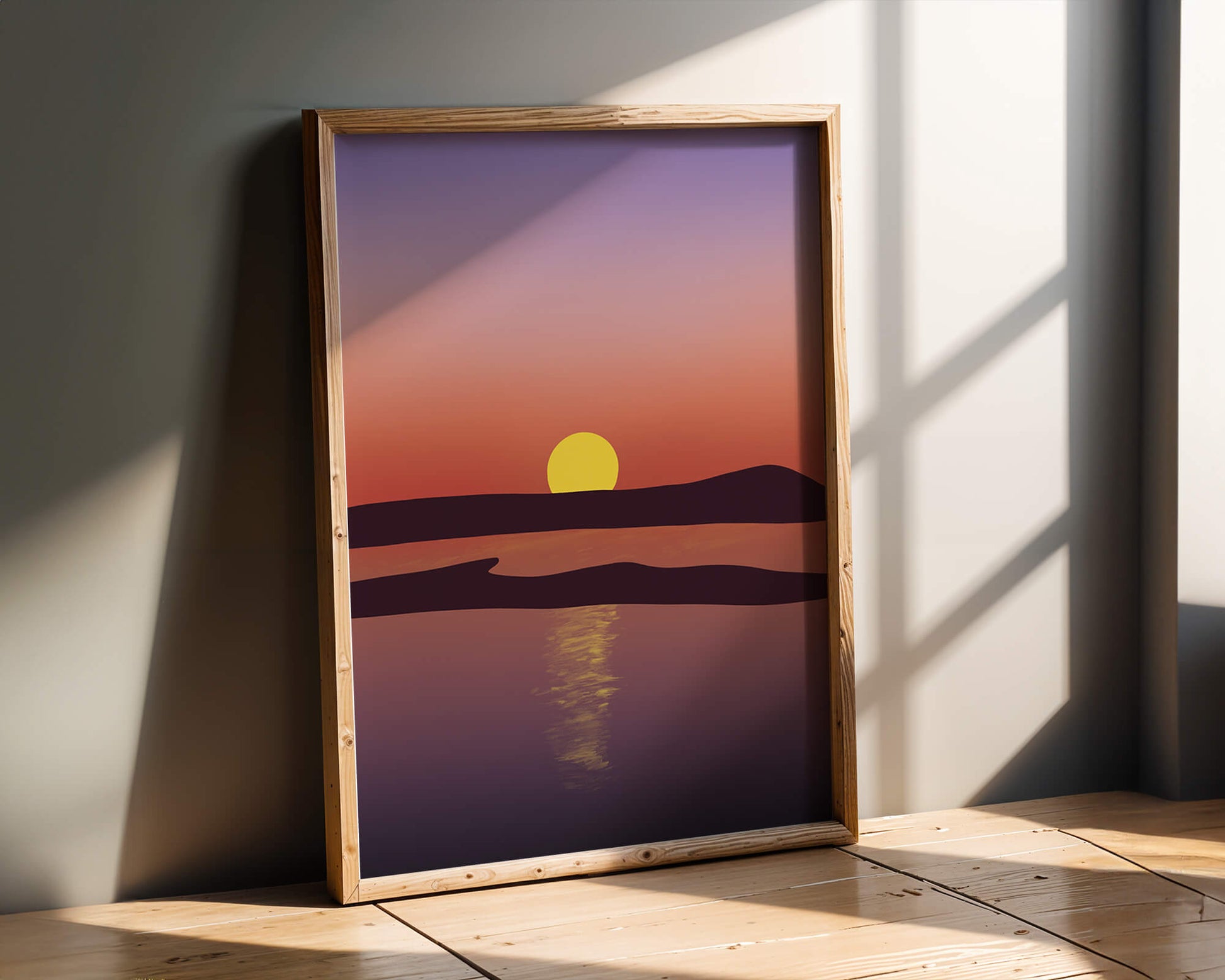 Sunset Over Tranquil Water with Vibrant Sky