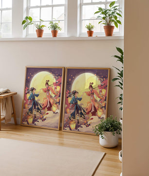 Scène de fantaisie élégante au clair de lune avec tenue traditionnelle