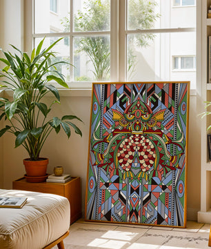 Colorful Geometric Pattern with Symmetrical Design and Abstract Motif
