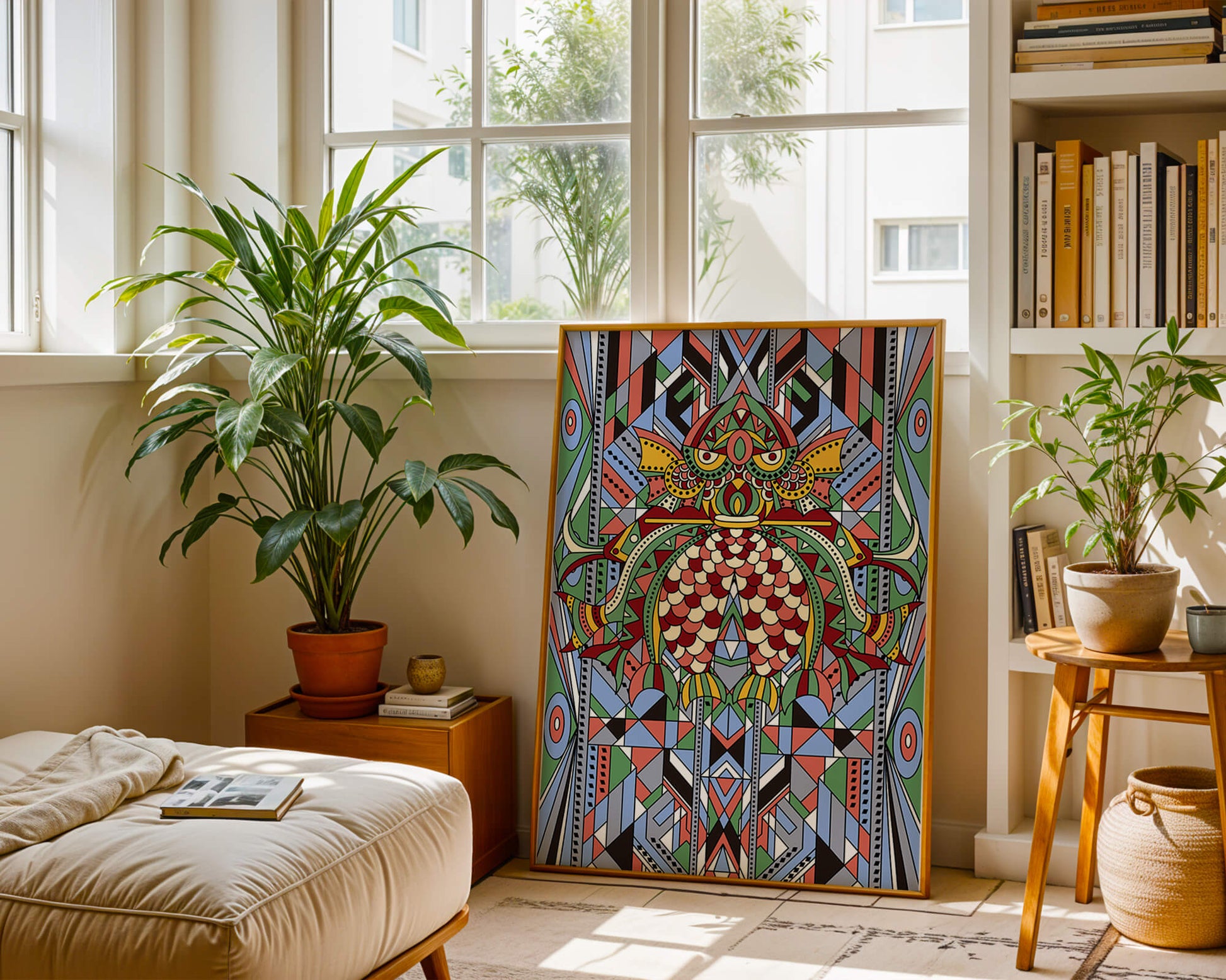 Colorful Geometric Pattern with Symmetrical Design and Abstract Motif