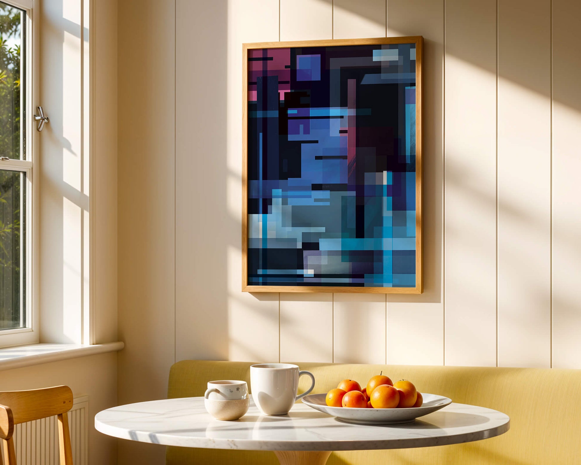 Abstract Geometric Digital Art with Blue and Purple Tones