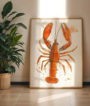 Illustrated Lobster Artwork With Splash of Colors - Mi tienda
