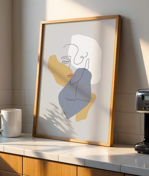 Abstract Line Art Portrait with Neutral Shapes - Mi tienda