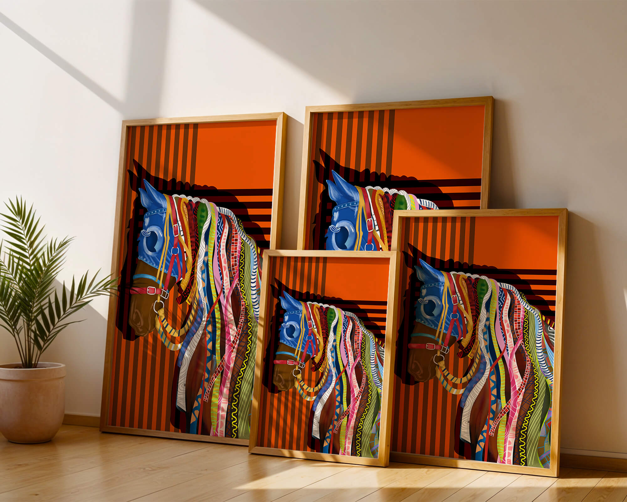 Colorful abstract horse art with intricate patterns