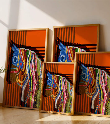 Colorful abstract horse art with intricate patterns