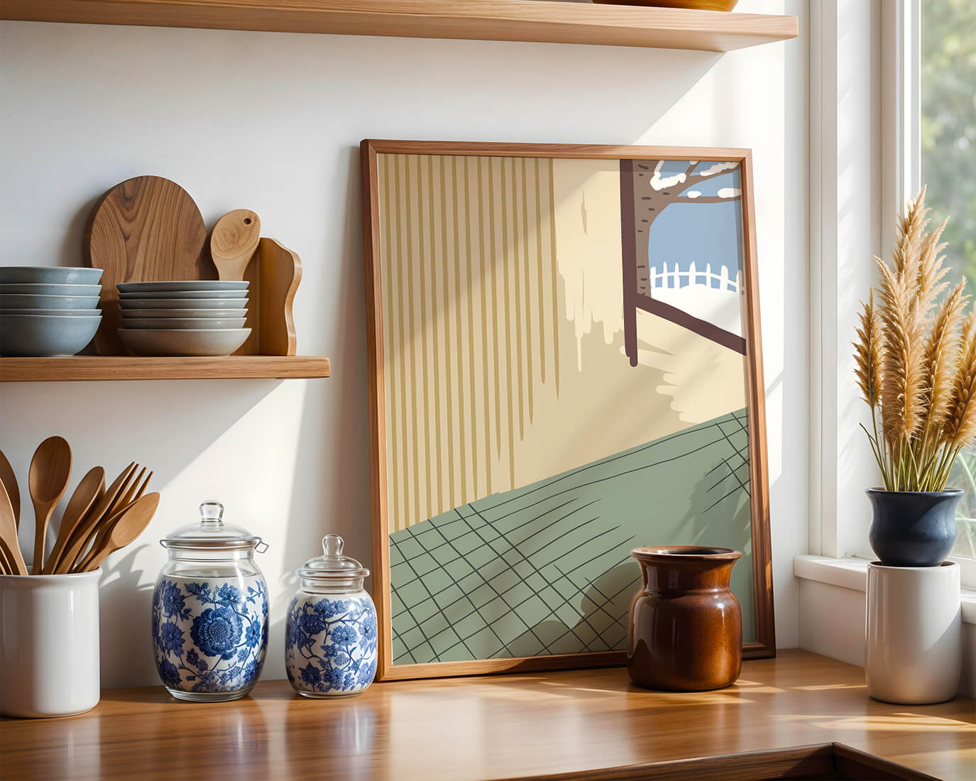 Interior Scene with Winter View Through a Window
