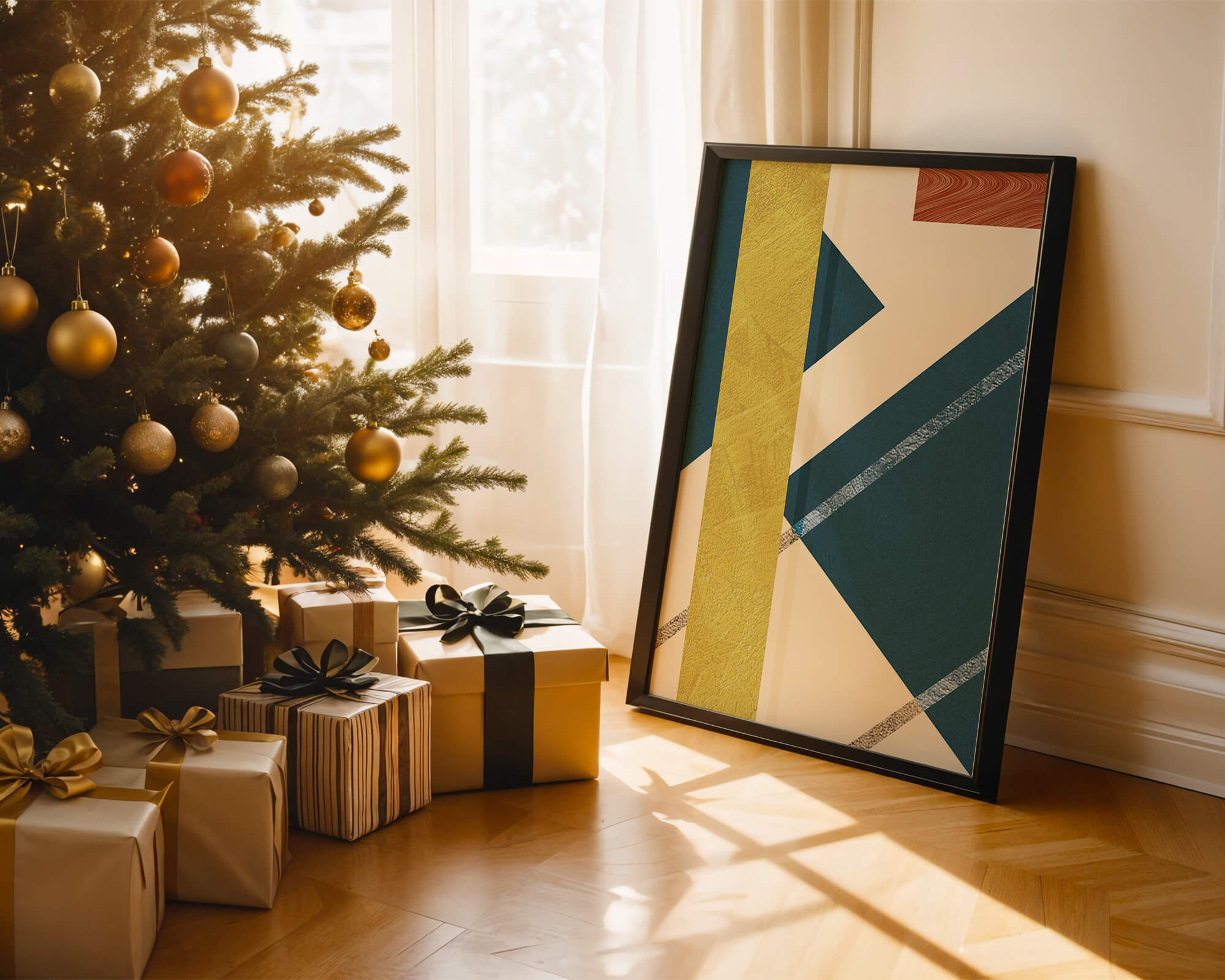 Contemporary abstract geometric art with vibrant colors