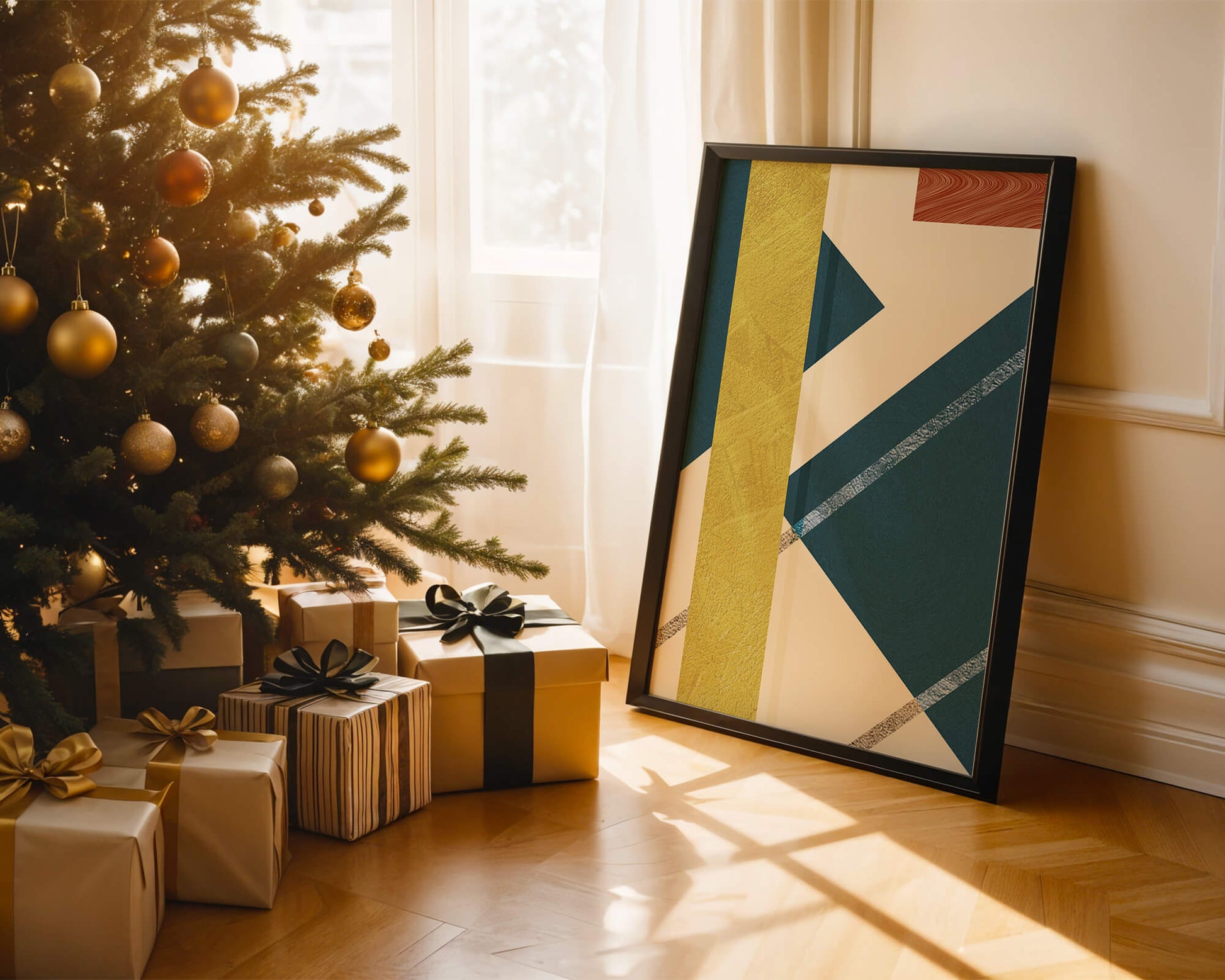 Contemporary abstract geometric art with vibrant colors