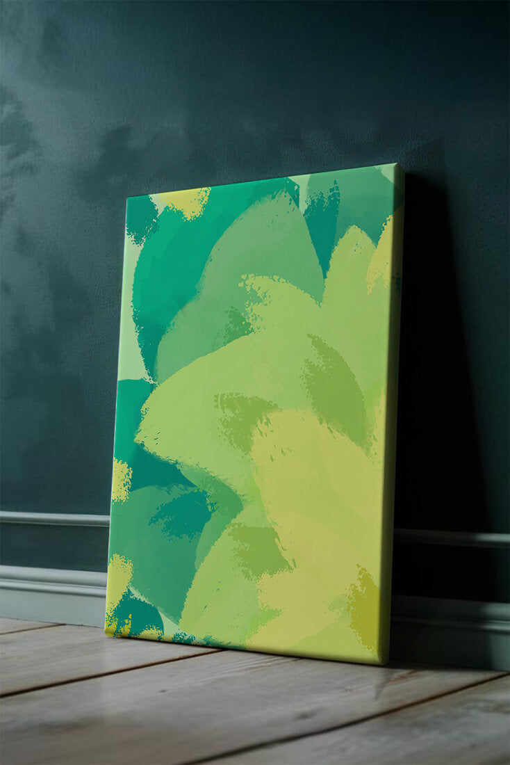 Abstract green and yellow brushstroke painting