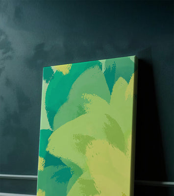 Abstract green and yellow brushstroke painting