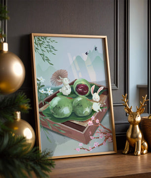 Charming Hasen mit Mochi und Berglandschaft