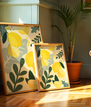 Vibrant lemon and leaf pattern design for home decor