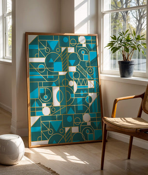 Design abstrait géométrique avec des accents dorés