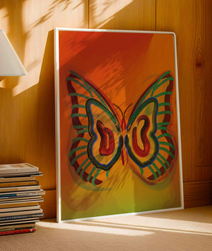 Vibrant butterfly depiction with colorful abstract background