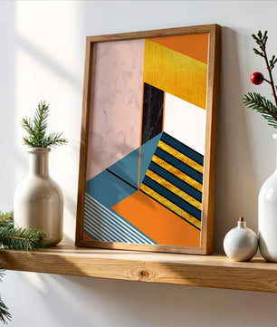 Abstraktes geometrisches Design mit Marmor- und Goldtexturen