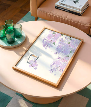 Elegant floral illustration with lilac blossoms and delicate branches