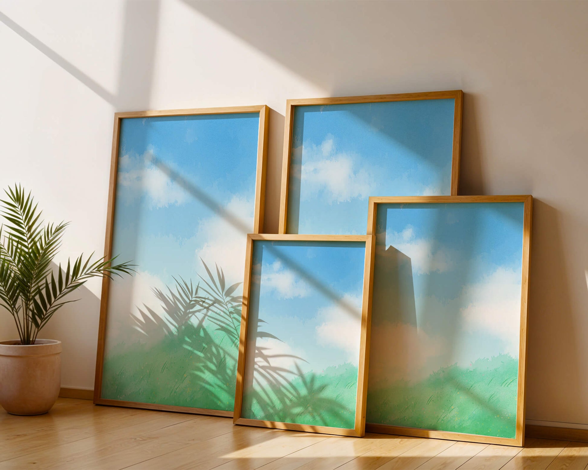 A Serene Landscape of Blue Sky and Green Grass
