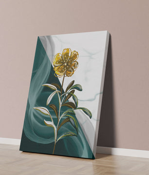 Elegant golden flower art with abstract background