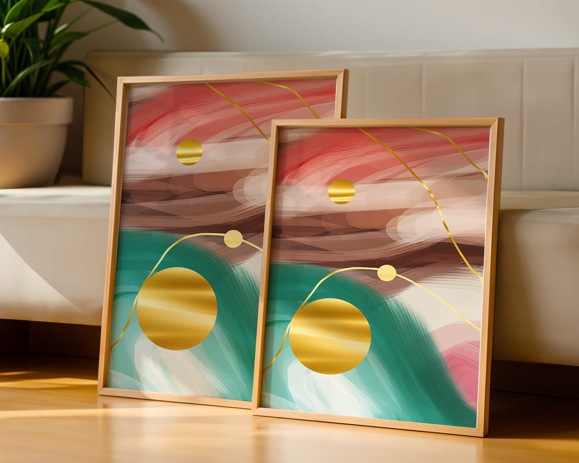 Abstract Expressionism with Gold Accents and Earthy Tones