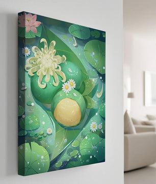 Scène aquatique luxuriante avec des fleurs de lotus et des feuilles vertes