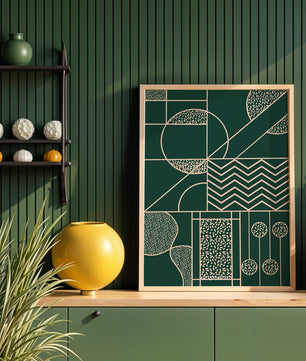 Geometric Abstract Art with Circle and Line Patterns