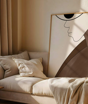 Abstract Portrait with Minimalist Lines and Brown Tones - Mi tienda