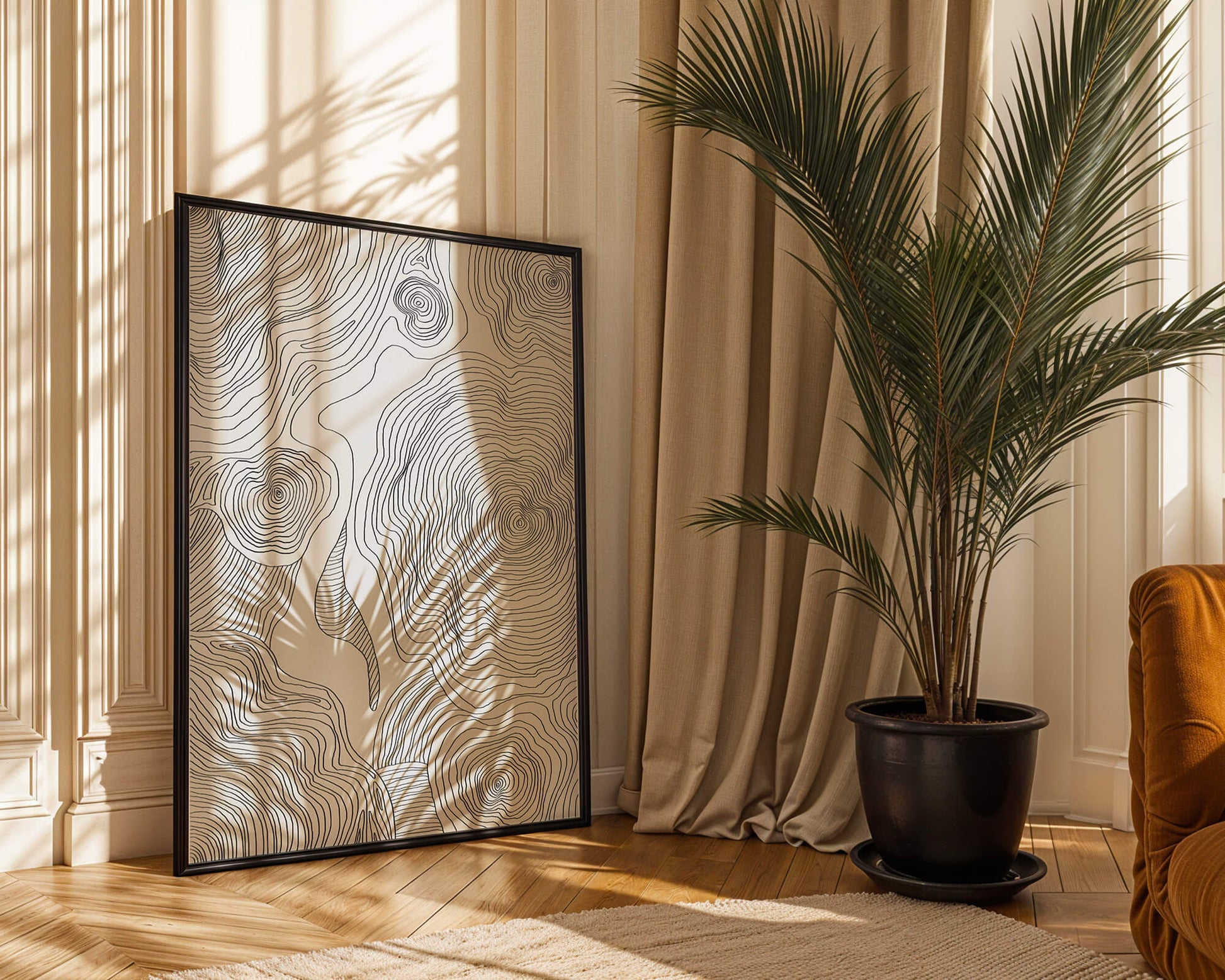 Art linéaire topographique abstrait avec des motifs tourbillonnants