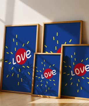 Diseño abstracto con temática de amor colorido con elementos audaces