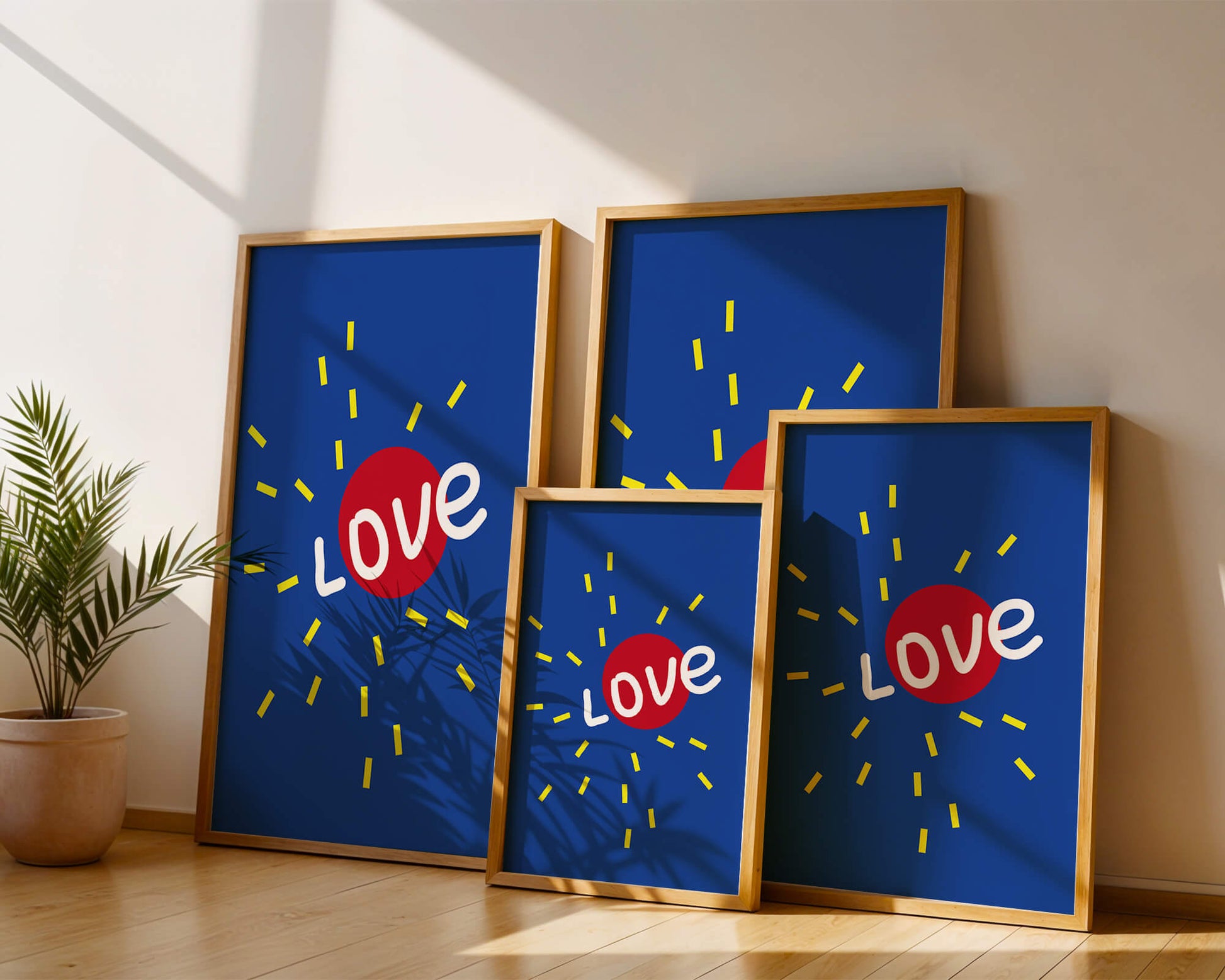 Colorful love-themed abstract design with bold elements