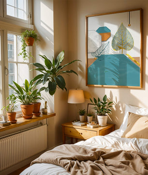 Artistic Composition with Geometric Shapes and Golden Leaf Detail - Mi tienda