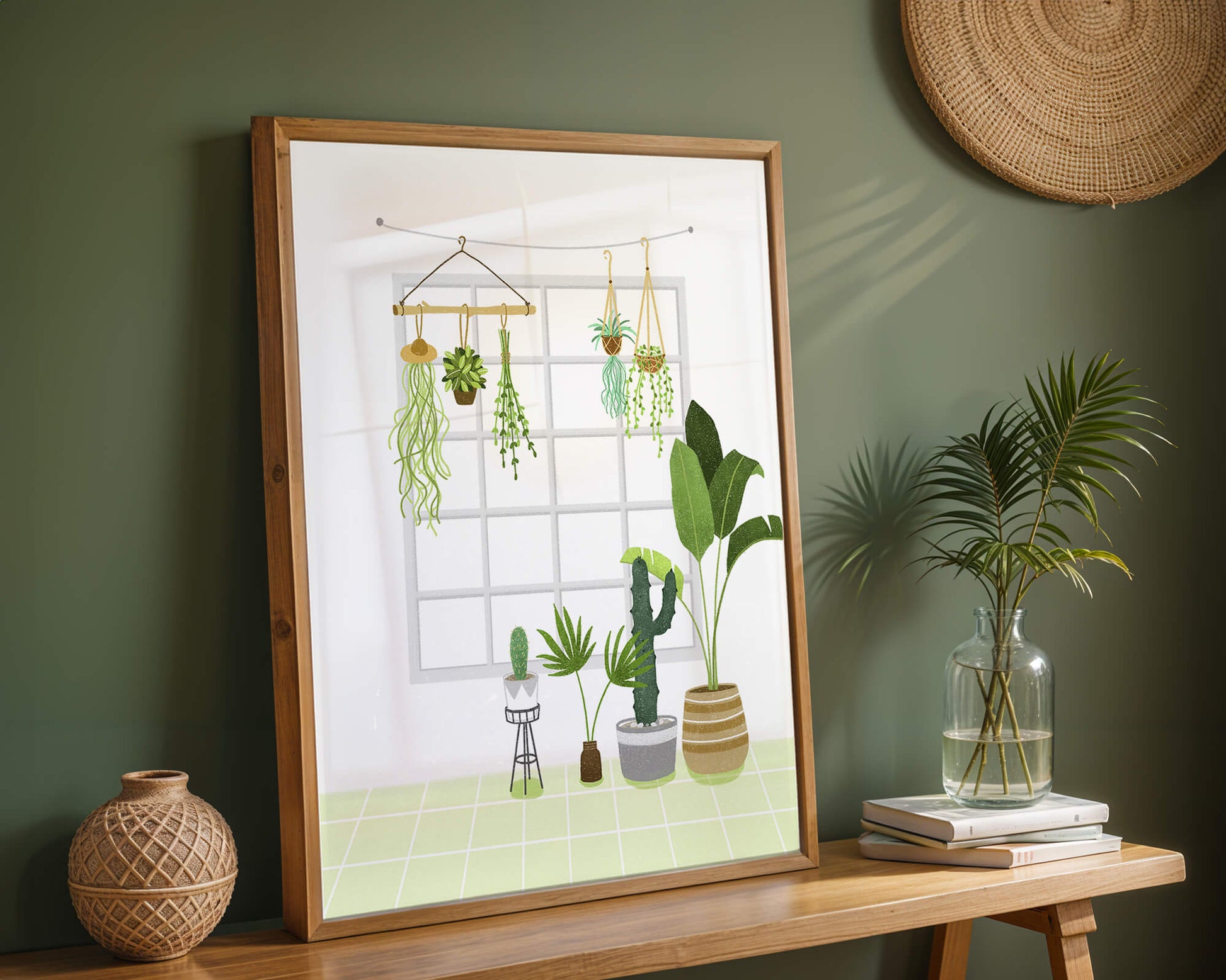 Decoración de interior con plantas colgantes y en macetas