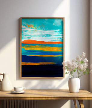 Abstract Colorful Brush Strokes with Gold Accents - Mi tienda