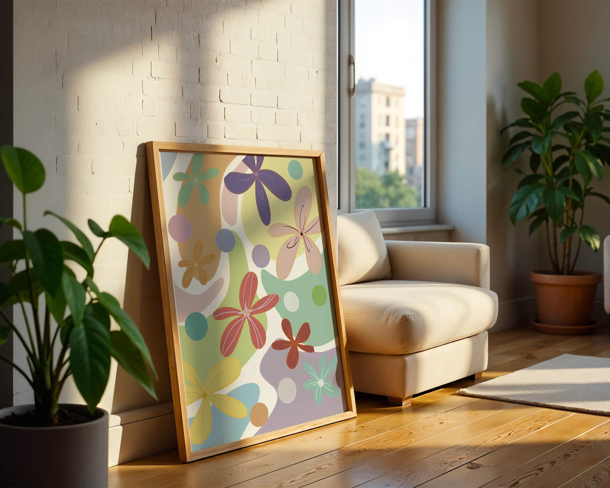 Motif floral abstrait coloré